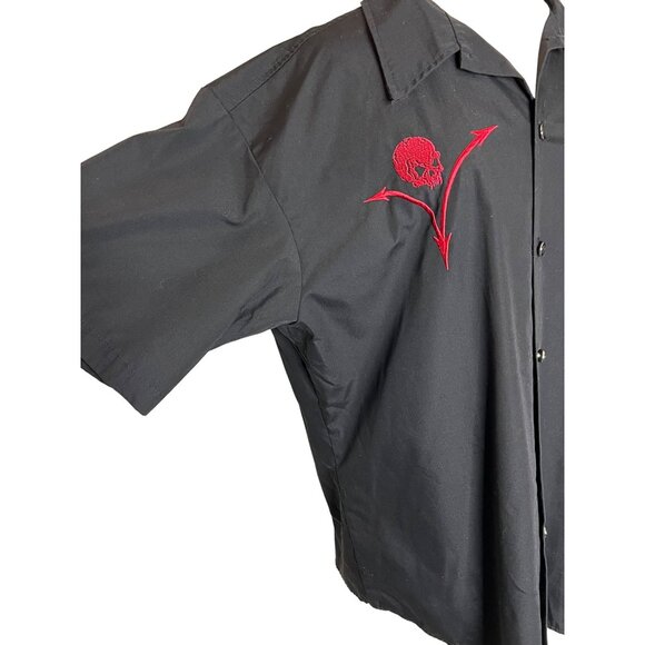 Johnny Suede Black Red Skull Embroidered 2X Shirt Y2K Vintage - Picture 7 of 10